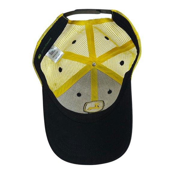 John Deere Trucker Hat Black Yellow Mesh Logo Adjustable Snapback - Picture 5 of 5